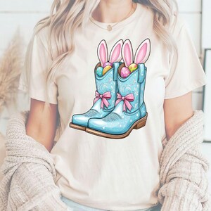Easter Cowboy Boots Coquette Bow png, Western Easter Bunny PNG, Howdy Easter Png, Happy Easter Png, Funny Easter Png, Retro Easter Shirt png