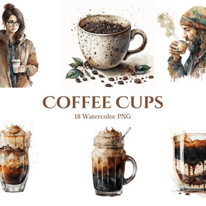 Kaffee Clipart | Aquarell Kaffeetasse Clipart | Essen Clipart | Eiskaffee PNG | Kaffeebecher PNG | Kaffee Bar Dekor
