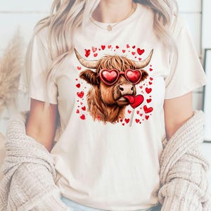 Highland Cow Valentine png, Valentine Coquette Png, Valentine&#39;s Day, Retro Valentine Png, Valentine Heart Png, Love Sublimation Design PNG