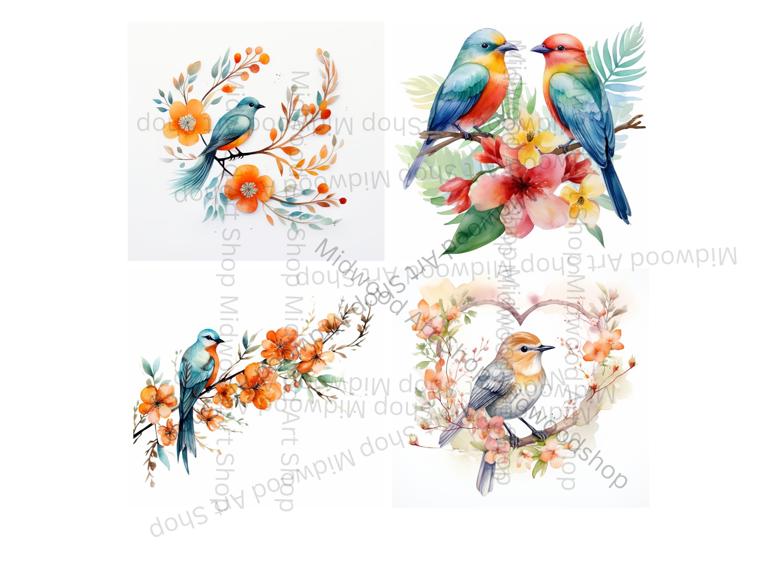 Watercolor Birds Clipart Bundle, Spring Birds Clipart, Birds Bundle ...