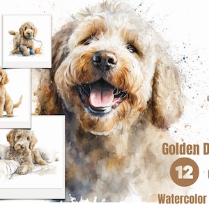 Clipart Goldendoodle | Chien PNG | Griffonnage doré PNG | Clipart de chien mignon | Clipart de pépinière | Aquarelle de chien | Images de chiots | Licence commerciale