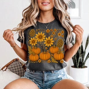 Boho Fall Pumpkin, Autumn Floral Pumpkin, Retro Fall Png, Fall Flower Pumpkin, Fall Leaf Png, Autumn Pumpkin Shirt Design, Fall Pumpkin
