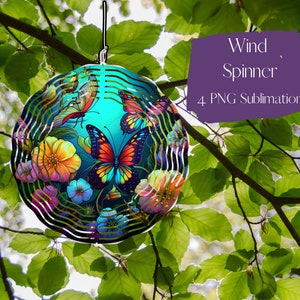Stained Glass Butterfly Wind Spinner Sublimation Design Template, Wind Spinner SVG, 10-inch Round Sublimation, Round Hanging Spinners png