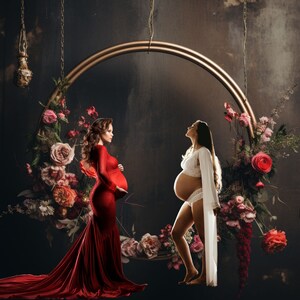 Floral Ring Digital Backdrops, Hanging Floral Hoop Digital Backdrop Overlay, Maternity Digital Backdrops, Studio Backdrops, Fine Art Texture