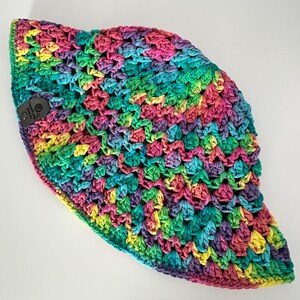 Crochet Bucket Hat: Handmade Cotton Rainbow Design