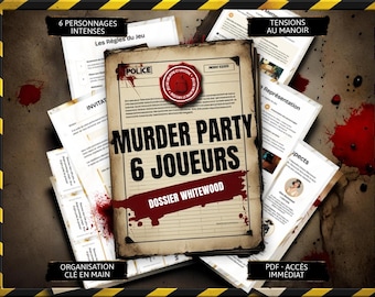 Juego de cena con misterio de asesinato para 6 jugadores - Experiencia con guion de los locos años 20 - PDF imprimible - Noche de misterio para adultos lista para usar (FR)