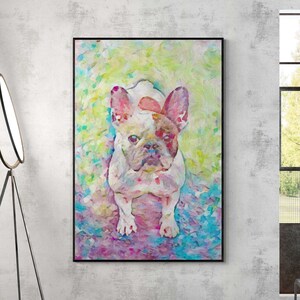 Wall Art poster Colorful Print French Bulldog Canvas WALL  décor French Bulldog wall art print art wall dog Living Room wall art entry hall