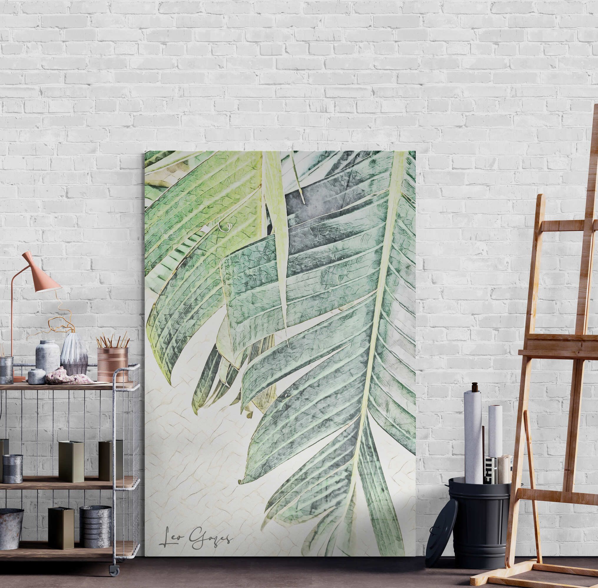 Silent Green Leaves Wall Art Canvas Leaf Poster Print Modern ...