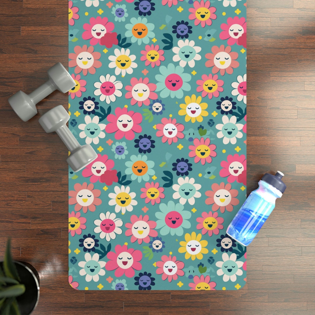 Kawaii Flowers Yoga Mat for Kids Yoga Lover Gift Fitness Lover Etsy