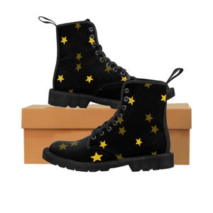 Yellow Star Boots, Women's Classic Style Boot, Celestial Shoes, Gift for her