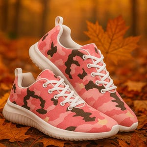 Pink Camo Athletic Shoes: Women&#39;s Lightweight Sneakers