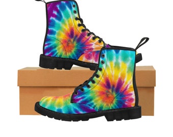 Tie Dye Retro Boots, Women's Classic Style Canvas Boot, Ladies Shoes, Gift for Her