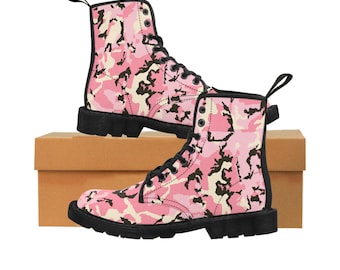 Pink Camo Boots, Women's Canvas Boot, Gift for Her