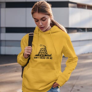 Gadsden Flag Hoodie, Don't Tread on Me Sweatshirt, Pro-America Pullover, Political Statement Jumper, Patriotic Activist Apparel