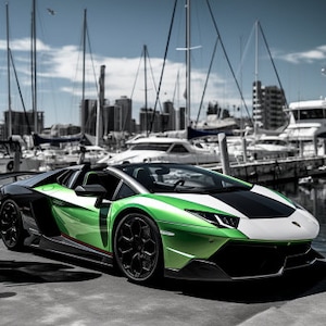 Groene Lamborghini.