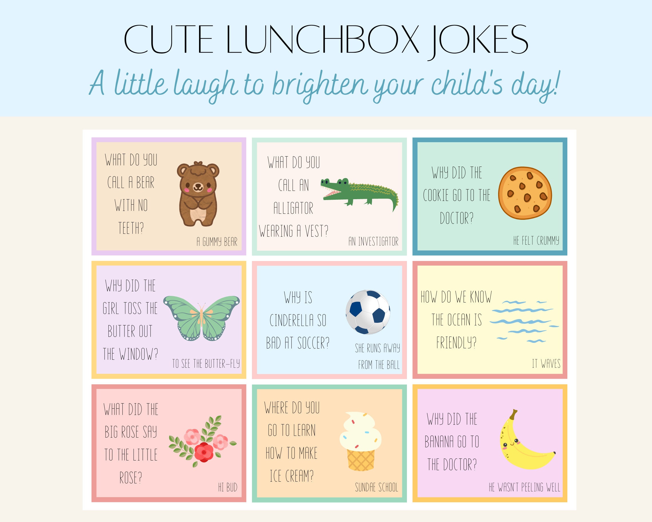 Cute Lunchbox Notes, Kids Lunchbox Jokes, Spring Lunch Box Notes ...