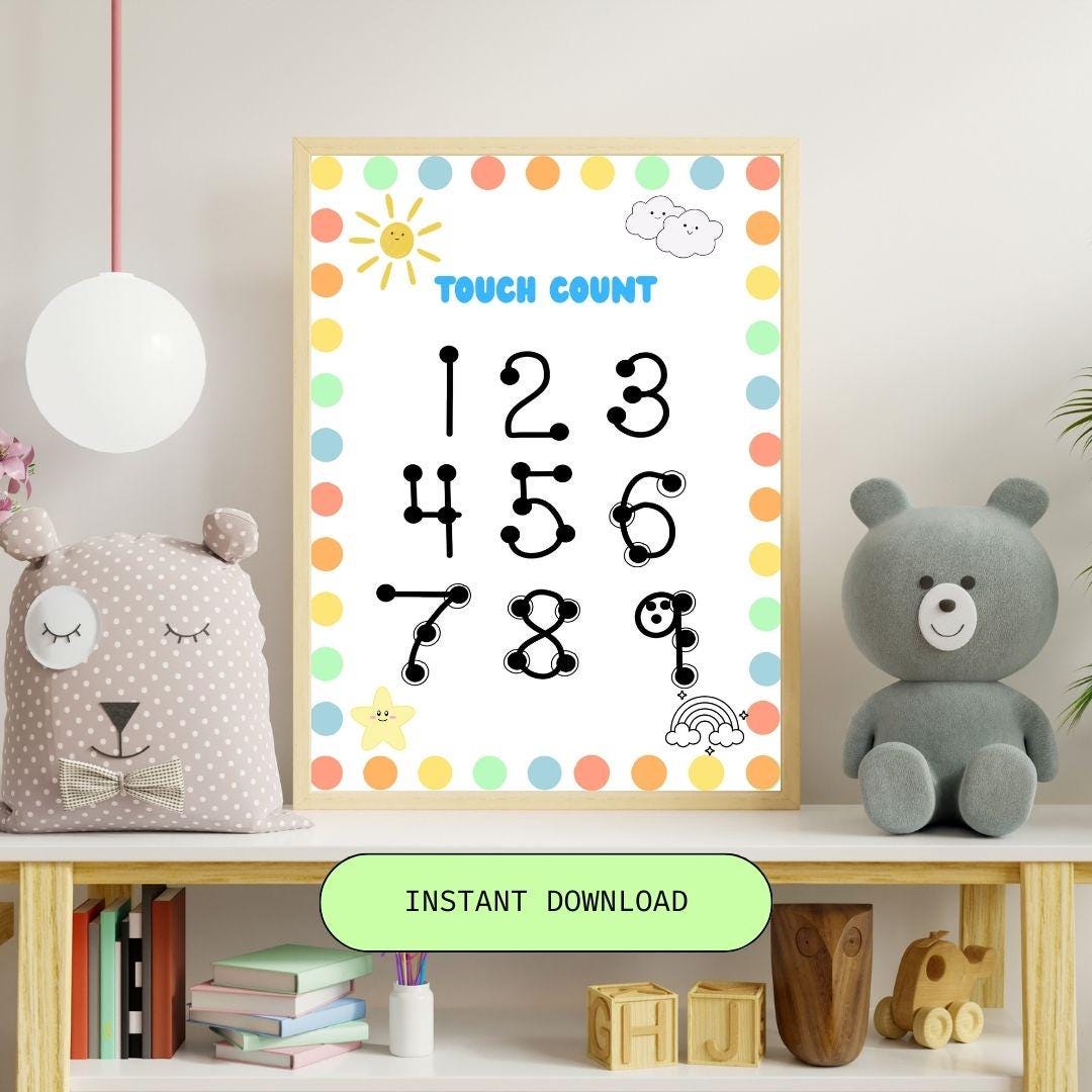 Touching Numbers Touch Numbers 1-9 Poster: Sensory Counting Chart (digital Download) - Etsy