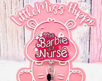 Pink Doll Nurse badge reel