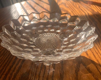 Vintage Fostoria Americana Clear Glass Three-Footed Dish | Midcentury Modern Serving dish