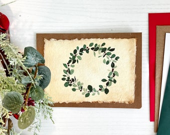 Vintage Christmas Wreath Card Set • Holiday cards • Christmas note cards • blank note cards • card set of 4