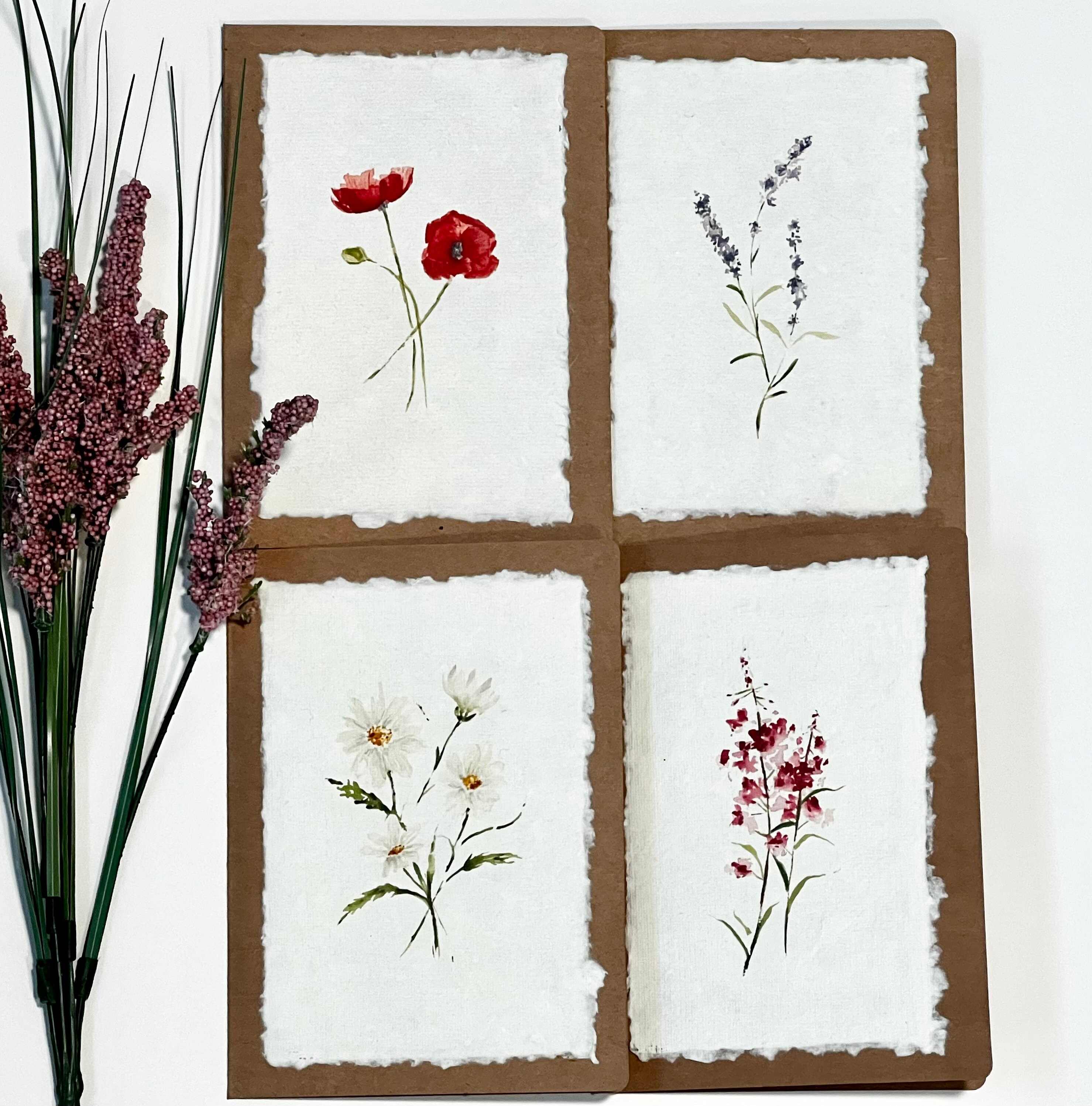 Vintage Wildflower Watercolor Card Set Wildflowers Cards - Etsy