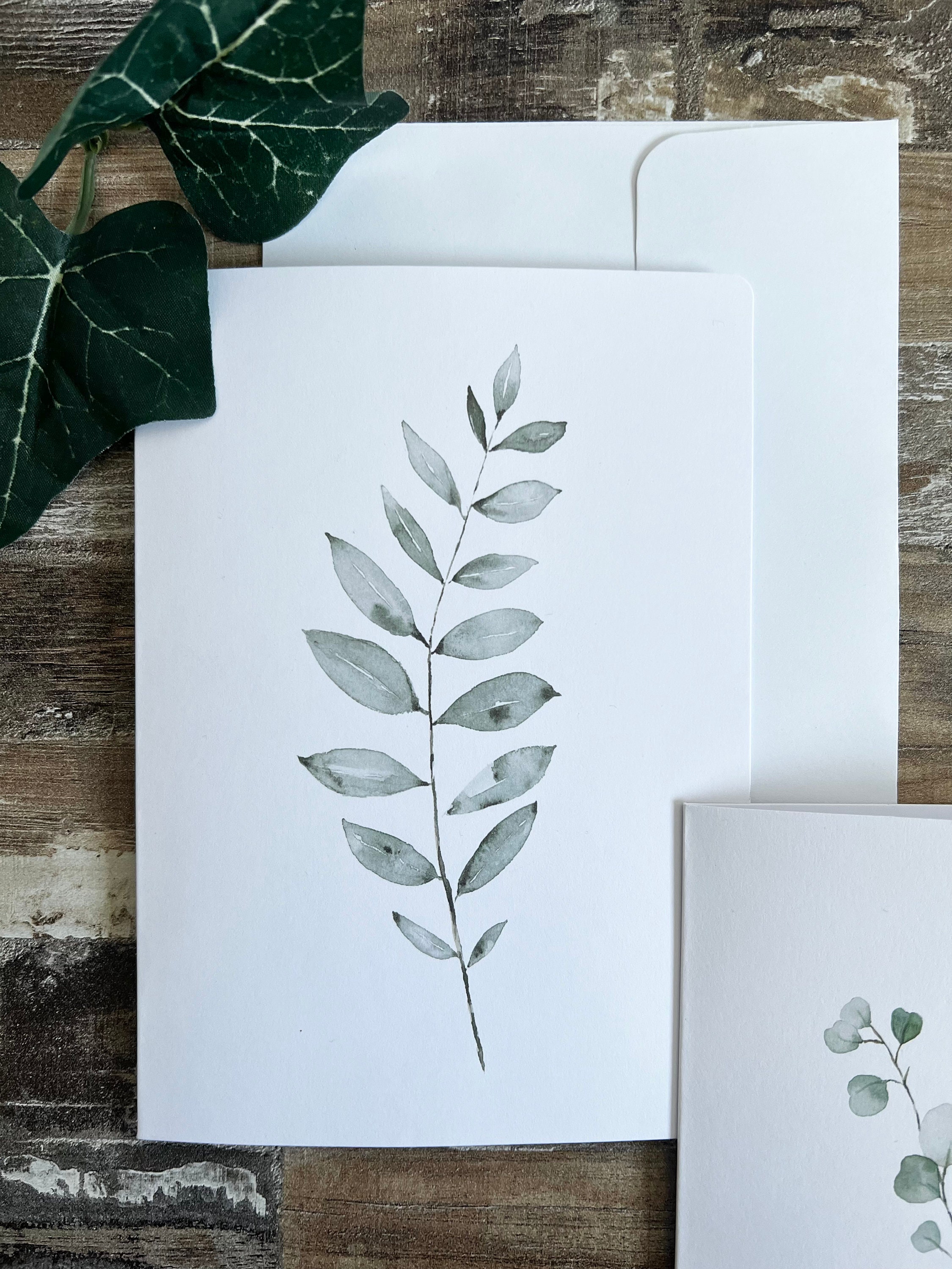 Vintage Botanical Watercolor Card Set • Greenery Cards • Botanical Note ...