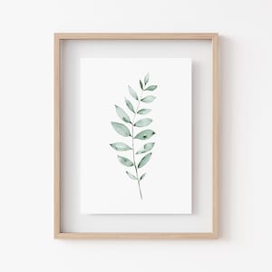 STAMPA ACQUERELLO FOGLIE • Verde boho • Arredamento moderno per la casa • Botanico neutro