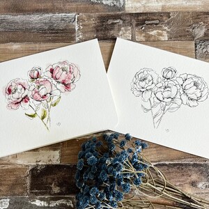Peony Watercolor Card Set • Spring Cards • Floral Note Cards • Blank ...
