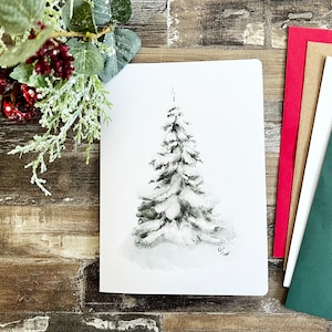 Cartão de Natal com Árvore Evergreen Nevada • Cartões de Natal • Cartões de Natal • Cartões de Anotações em Branco • Conjunto de 4 cartões