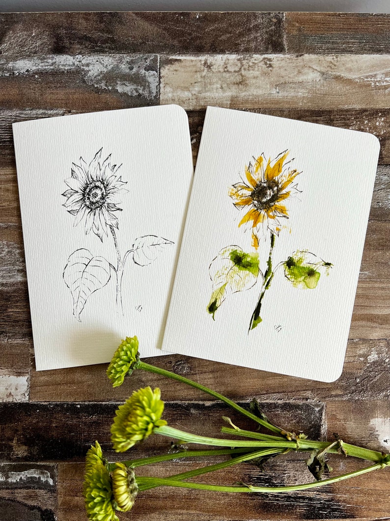 Sunflower Watercolor Card Set • Wildflower Cards • Floral Note Cards ...