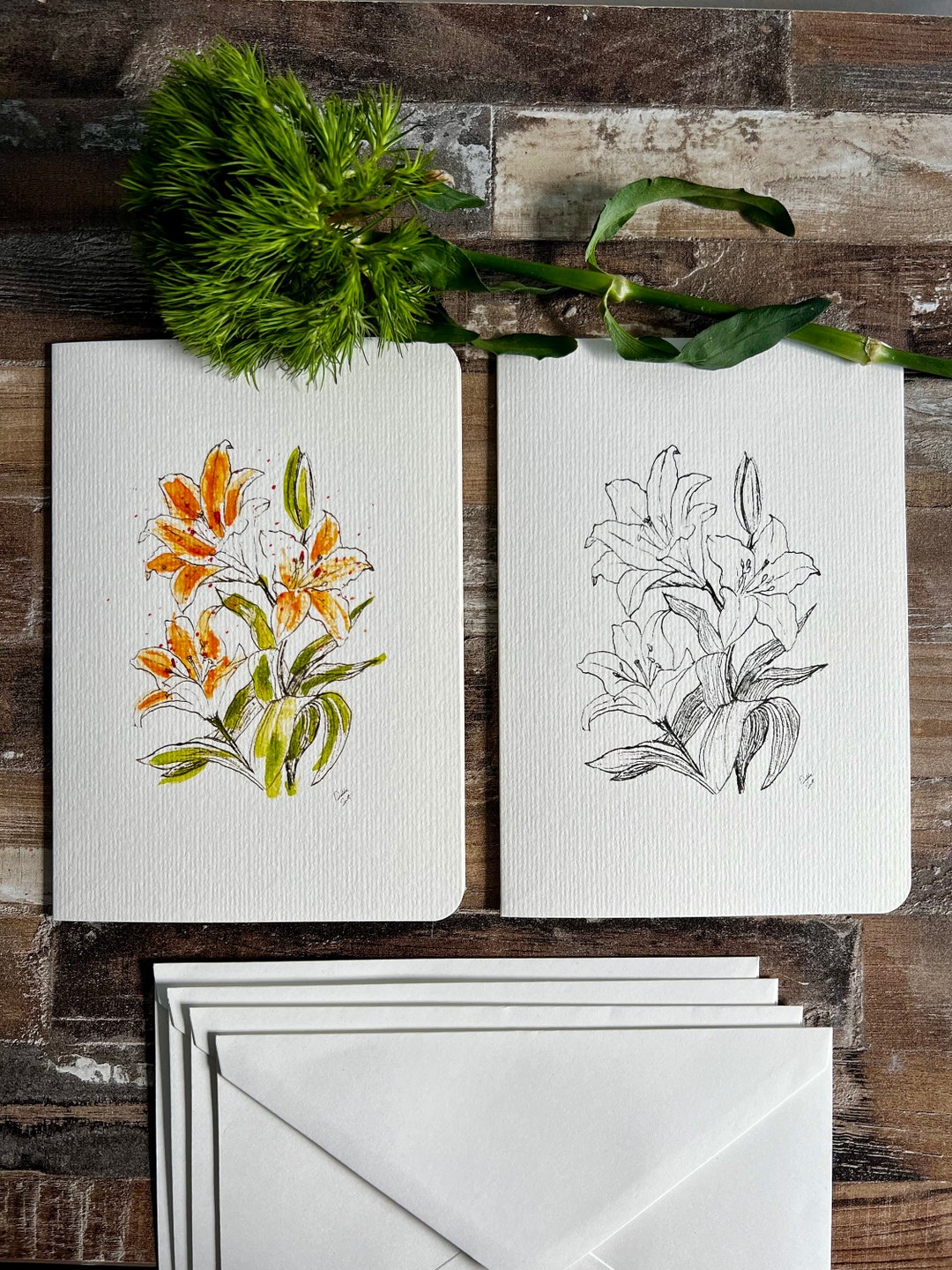 Lily Watercolor Card Set • Spring Cards • Floral Note Cards • Blank ...