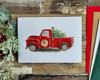 Vintage Christmas Truck Card Set • Holiday cards • Christmas note cards • blank note cards • card set of 4