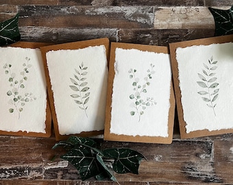 Vintage Botanical Watercolor Card Set • greenery cards • botanical note cards • blank note cards • card set of 4