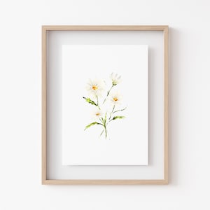 DAISY WILDFLOWER Stampa ad acquerello • Decorazione murale floreale minimalista • Decorazione per la casa di belle arti • Fiori ad acquerello • Fiore di nascita