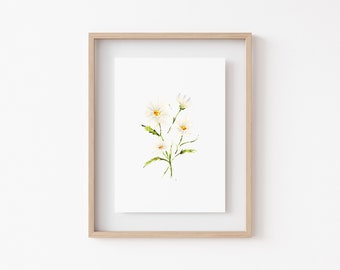 DAISY WILDFLOWER Watercolor Print • Minimalist Floral Wall Decor • Fine Art Home Decor • Watercolor Flowers