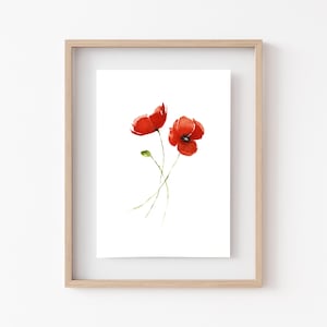 Stampa acquerello POPPY WILDFLOWER • Decorazione murale floreale minimalista • Decorazione per la casa artistica • Fiori acquerello • Fiore di nascita