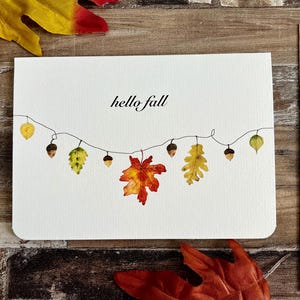 Set di biglietti con acquerelli di foglie autunnali • biglietti autunnali • biglietti di auguri autunnali • biglietti di auguri minimalisti • set di biglietti da 4