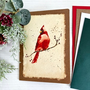 Vintage Cardinal Karten Set • Weihnachtskarten • Weihnachtsgrüße • Grußkarten • Kartenset mit 4 Stück