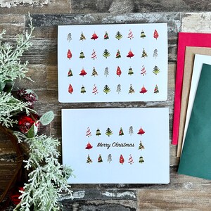 Minimalistisches Weihnachtsbaum Karten Set • Feiertagskarten • Weihnachtsgrußkarten • Blanko Karte • Kartenset mit 4 Stück