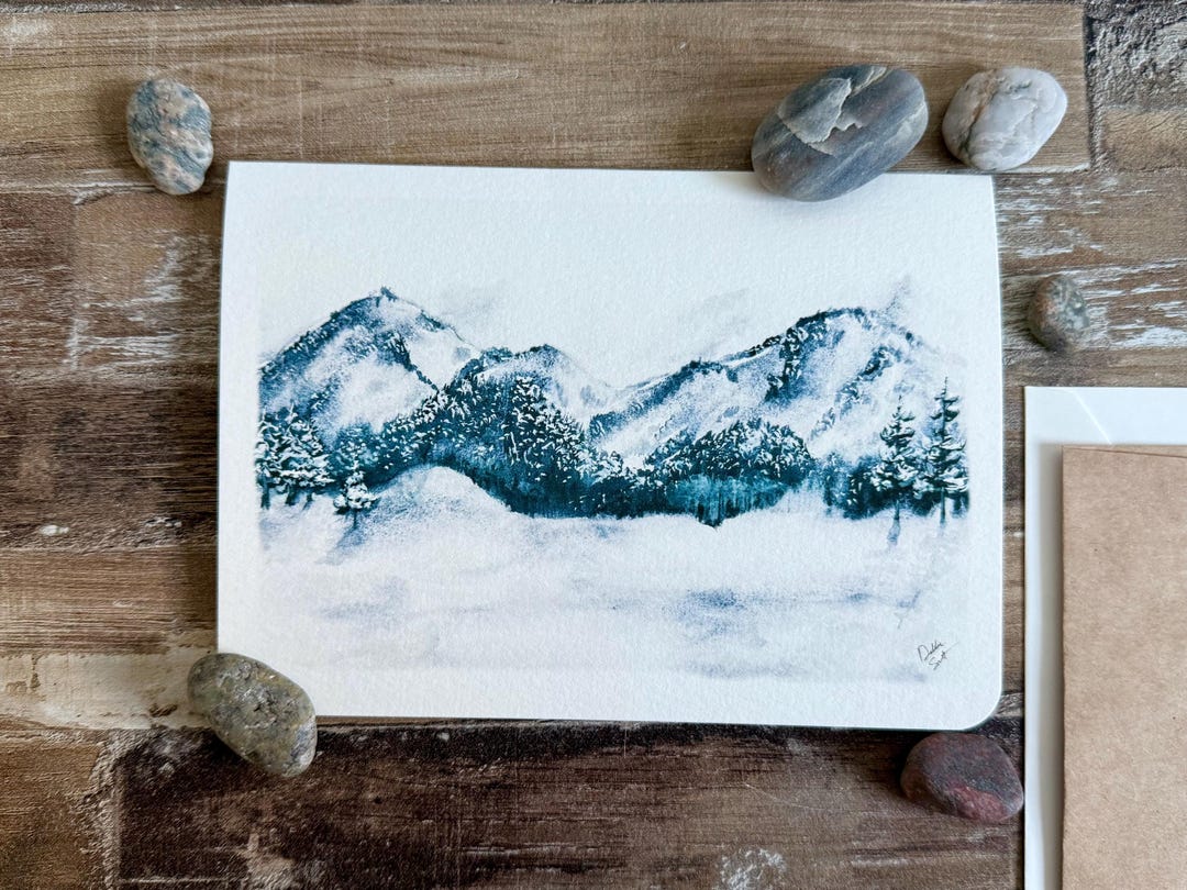 Watercolor Winter Landscape Card Set • Blank Cards • Winter Note Cards ...