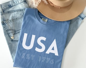 USA From Sea to Shining Sea WAVES Comfort Colors T-shirt