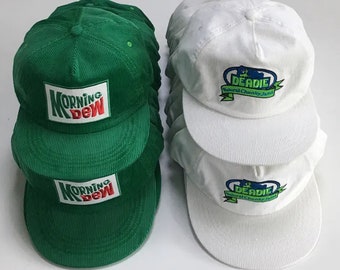 Factory Custom Unstructured 5 Panel Hat Green White Old School Vintage Corduroy Hat Snapback Cap