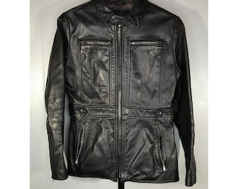 Women's Vintage Y2K Banana Republic Black Leather Button up Driver