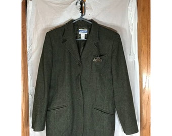 Vintage Pendleton virgin wool womens blazer green sz 12