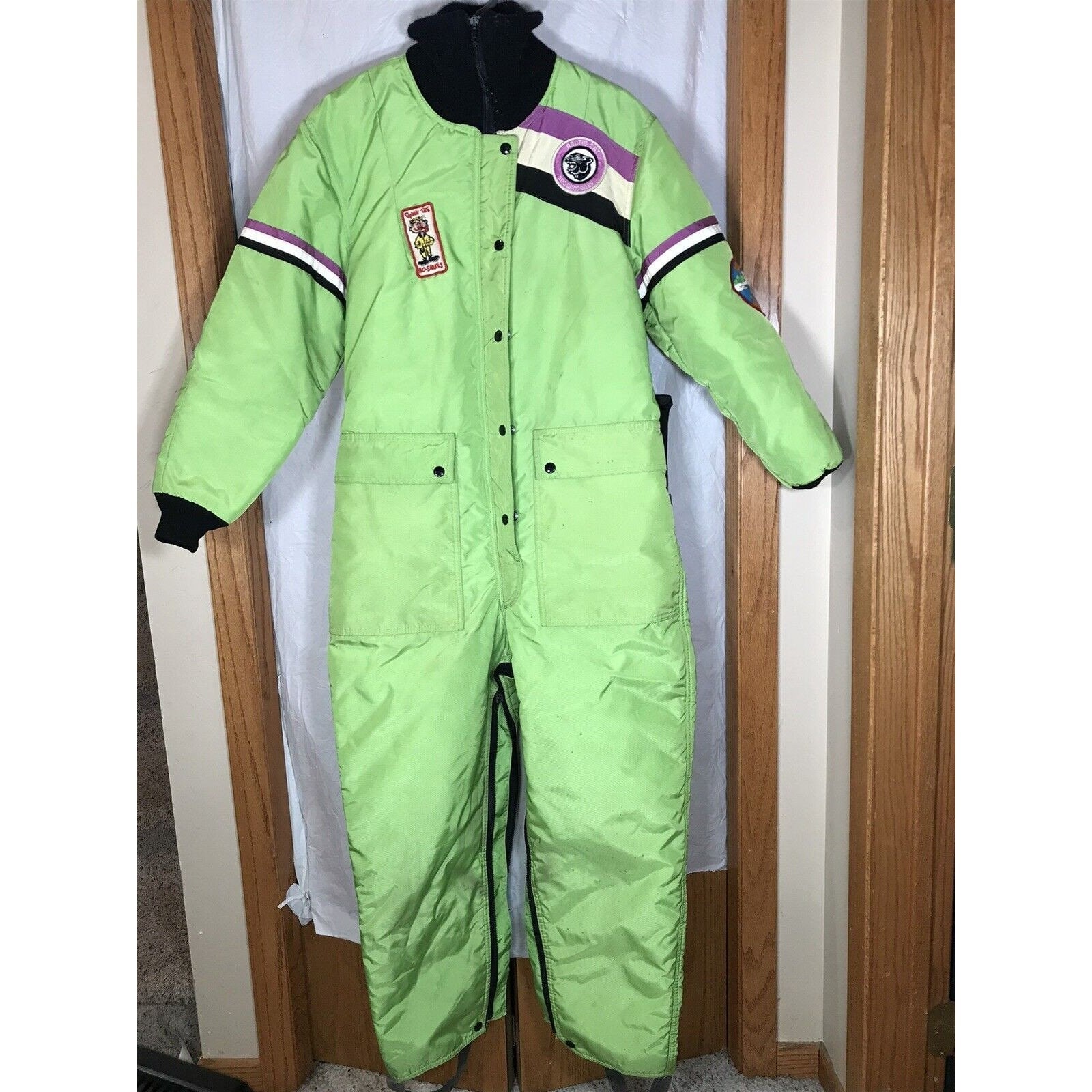 Vintage 80s Arctic Cat Snowmobile Suit Women s Medium Green Belt Patches Cat Etsy