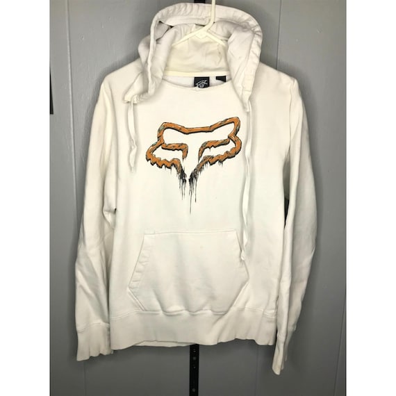 Y2K Fox Racing Motocross Full Zip Hoodie Faded Black Size MD