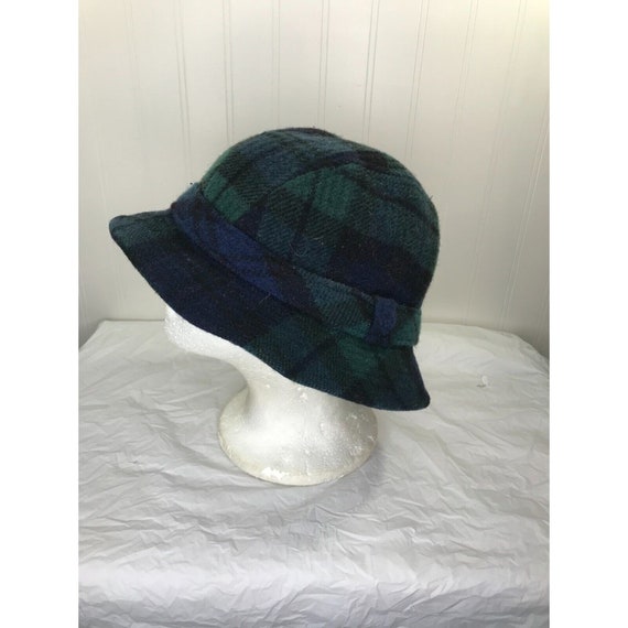 VTG Pendleton Wool Hat Mens Sz M Green Blue Bucke… - image 5