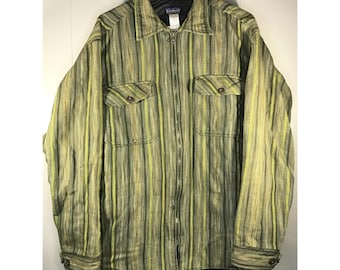 Vintage Patagonia Insulated Flannel Organic Jacket Mens M full zip green coat
