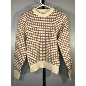 Maglione vintage in lana Fair Isle di Winona Knits, Minnesota, lavorato a mano, avorio, taglia M