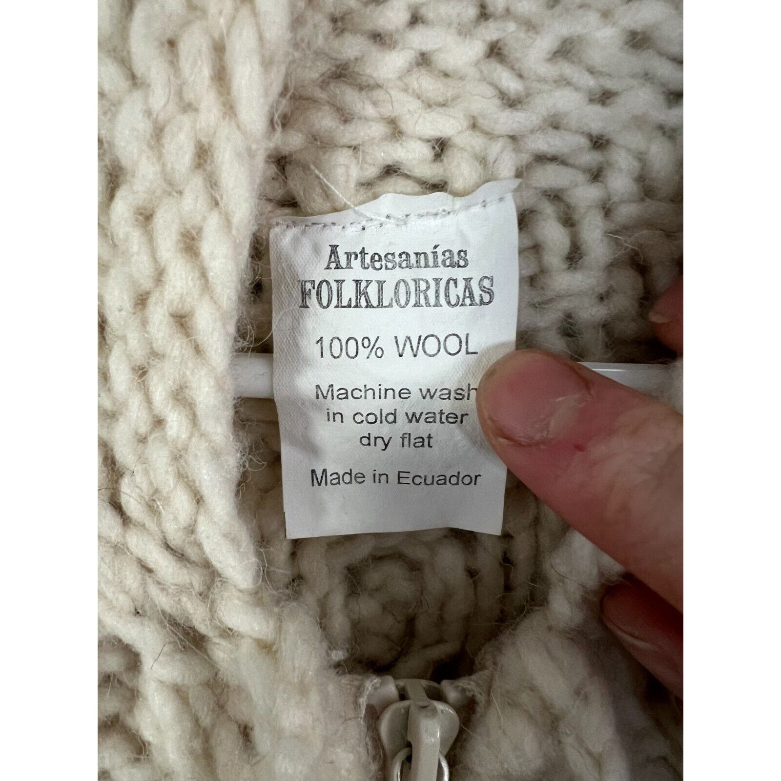 Vintage Artesanias Folk Wool Ecuador Hooded Sweater Jacket Vintage Artesanias Folk Wool Ecuador Hooded Sweater Jacket